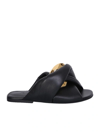 Jw Anderson Chain Leather Sandal In Black