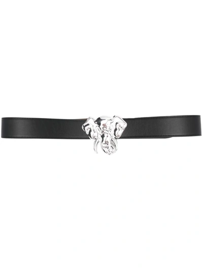 Kenzo Wide Reversible Elephant Leather Belt Black In Noir