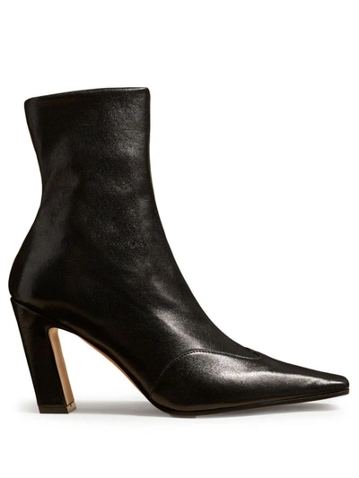 Khaite 85mm Dallas Leather Ankle Boots In Black
