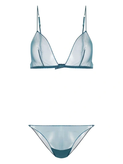 Oseree Mesh Triangle-cup Set In Blue