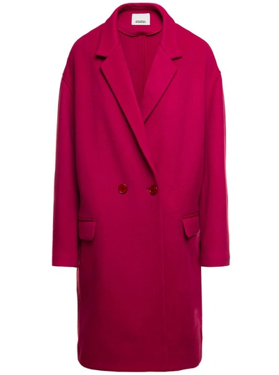 ISABEL MARANT PINK OVERSIZED DOUBLE-BREASTED COAT IN WOOL BLEND WOMAN
