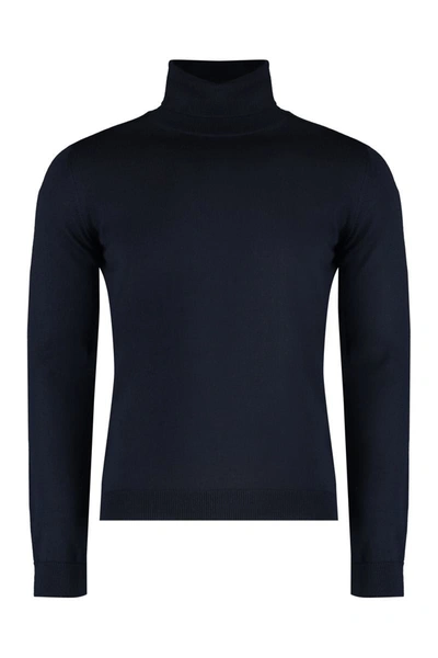 Roberto Collina Turtleneck Wool Pullover In Blue