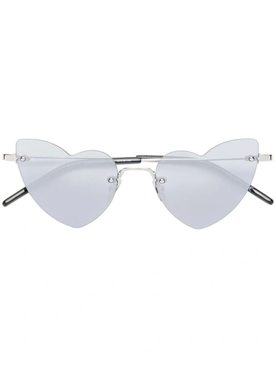 Saint Laurent 'new Wave Lou Lou Heart' Sunglasses In Silver