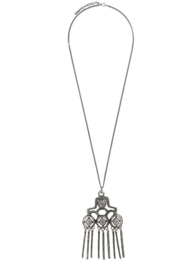 Saint Laurent Talisman Charm Necklace In Silver