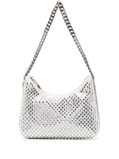 Stella Mccartney Falabella Crystal-embellished Bag In Silver