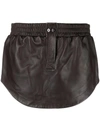 Attico Curved-hem Leather Miniskirt In Brown