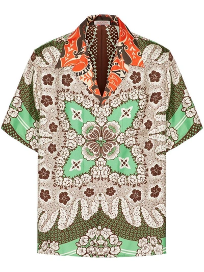 Valentino Bandana Flower Silk Shirt In Mutlicolore