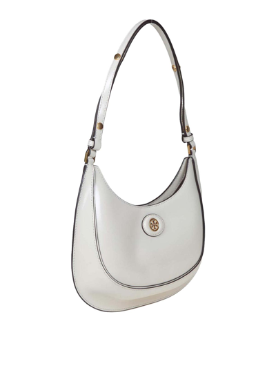 Tory Burch Robinson Crescent Shoulder Bag In White