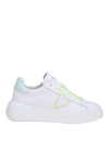 Philippe Model Tres Temple Low In White And Yellow Leather In White