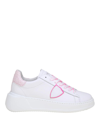 PHILIPPE MODEL TRES TEMPLE LOW IN WHITE AND FUCHSIA