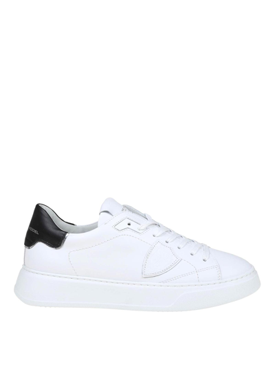 PHILIPPE MODEL TEMPLE LOW SNEAKERS IN WHITE LEATHER