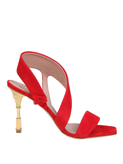 Balmain Suede Sandal In Red