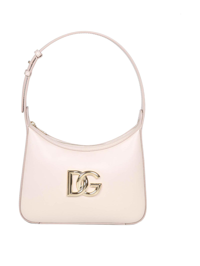 Dolce & Gabbana 35 Shoulder Bag In Leather With Dg Logo In Light Pink