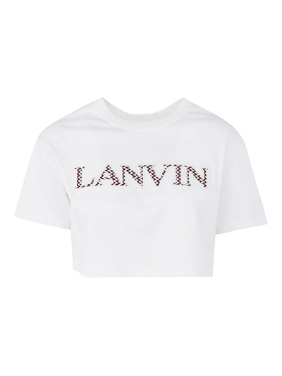 Lanvin Curb Embroidered Cropped T-shirt In White