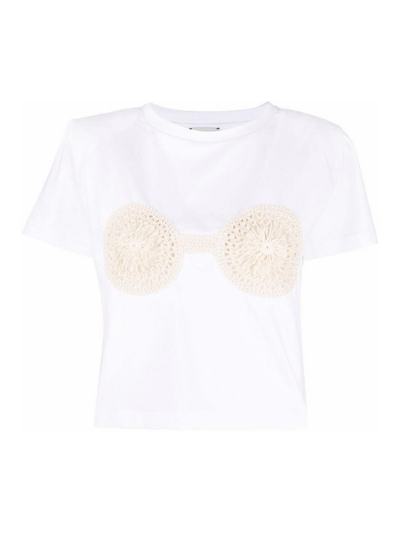 Magda Butrym Embellished Jersey T-shirt In White