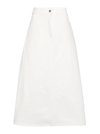 Studio Nicholson Baringo A-line Denim Skirt In White