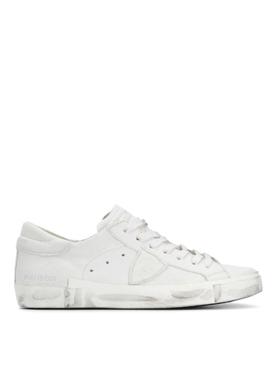 Philippe Model Prsx Basic Sneaker In Leather In White