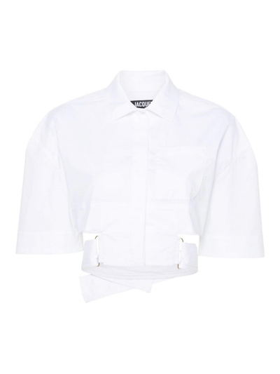 Jacquemus La Chemise Courte Bari Shirt In White