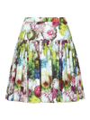 Dolce & Gabbana Mini Multicolor Skirt With All-over Floreal Print In Cotton Woman In White