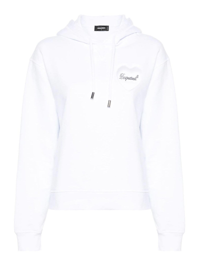 Dsquared2 Cool Fit Cotton Hoodie In White