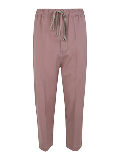 Rick Owens Drawstring Ataires Cropped Trousers Clothing In Pink