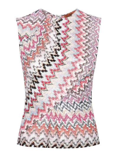 Missoni Gathered Striped Metallic Crochet-knit Top In Nude & Neutrals