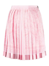 Versace Pleated Satin-trimmed Floral-print Crepe De Chine Mini Skirt In Nude & Neutrals