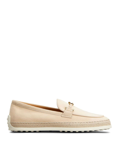 Tod's Kate Suede Loafers In Beige