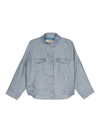 Herno Logo-engraved Buttons Herringbone Jacket In Light Blue