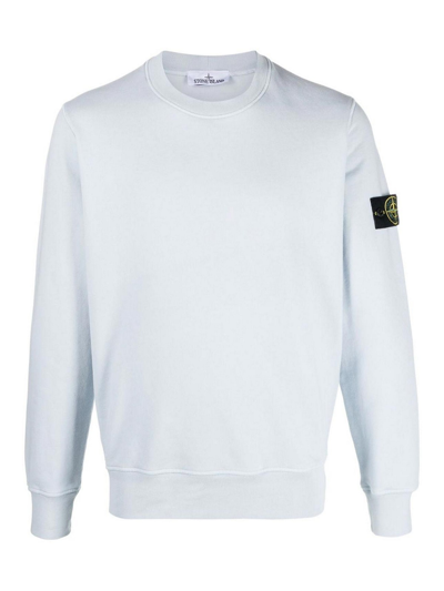 Stone Island Sweatshirt With Patch In Light Blue