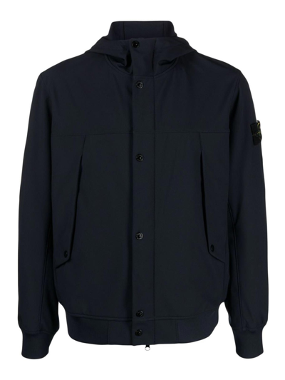 Stone Island Jacket With Patch In Blue