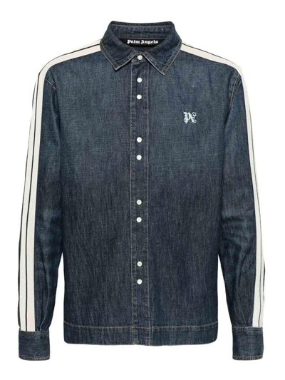 Palm Angels Monogram Track Denim Jacket In Black