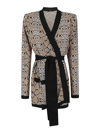 Balmain Glittered Belted Cardigan In Black