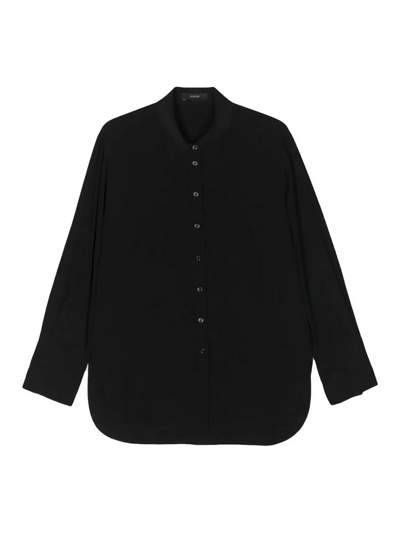Joseph Perle Fluid Twill Wool Shirt In Black
