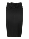 Magda Butrym Embellished Floral High-waisted Ruched Midi Skirt In Black