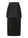 Maison Margiela Layered Pleated Canvas And Silk-satin Midi Skirt In Black