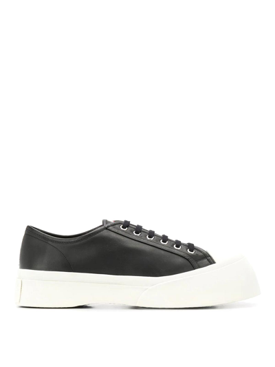 Marni Black Nappa Leather Pablo Lace-up Sneakers