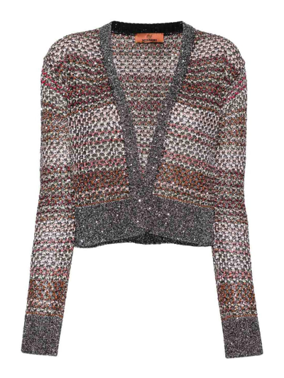 Missoni Sequin-embellished Knitted Cardigan In Black