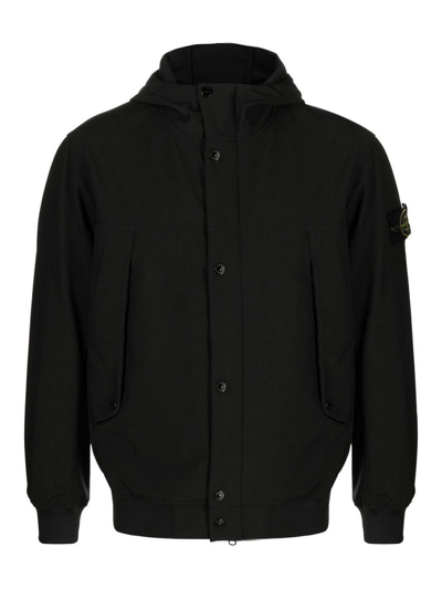 Stone Island Jacket With Patch In Black