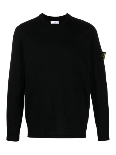Stone Island Sweater With Patch In Black