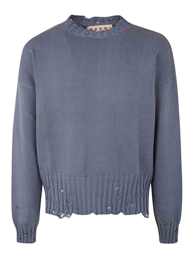 Marni Crew Neck Long Sleeeves Sweater In Metallic