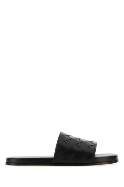 Bottega Veneta Man Black Nappa Leather Sunday Slippers