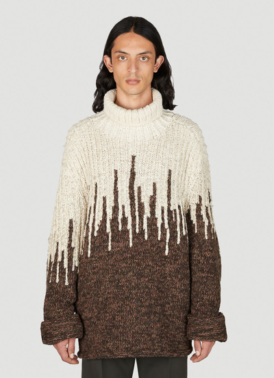 Bottega Veneta Men's Colorblocked Wool Turtleneck Sweater In Dove Fondant
