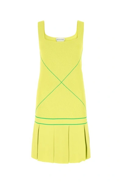 Bottega Veneta Acid Green Viscose Blend Dress In Yellow
