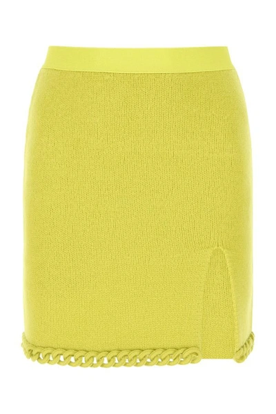 BOTTEGA VENETA BOTTEGA VENETA WOMAN ACID GREEN WOOL MINI SKIRT