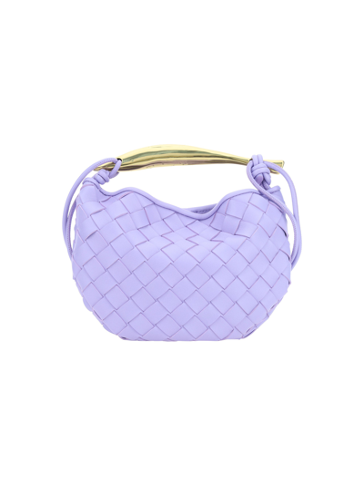 Bottega Veneta Mini Sardine Intrecciato Top-handle Bag In Amethyst/ M Brass