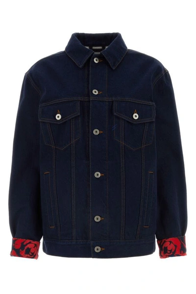 Burberry Long Sleeved Buttoned Denim Jacket In Blue