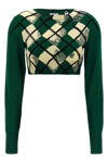 Burberry Check Cotton Knit Long Sleeve Sweater In Green