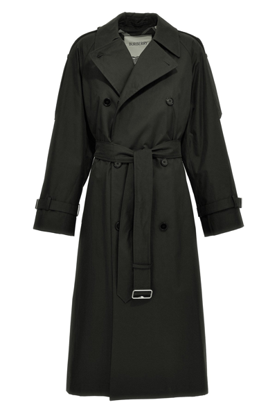 Burberry Long Trench Coat In Negro