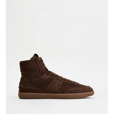 Tod's Tabs Sneakers High-top In Suede In Brown